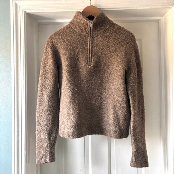 Jenni Kayne Wool Boucle Half Zip Pullover Sweater Brown Size S - Picture 3 of 16